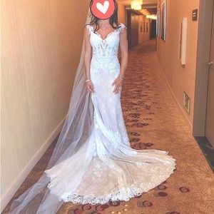 Gorgeous cathedral train dress. Worn 2 hours!